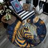 Golden Zebra Round Area Rug,Carpet Rug for Living Room Bedroom Sofa Playroom Decor,Non-slip Floor Mat