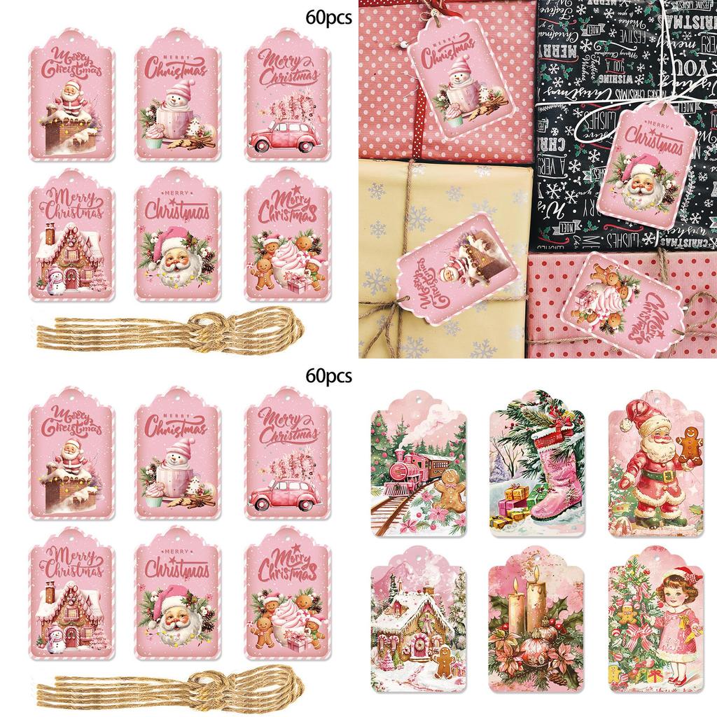 Christmas Party Venue Decor With 60pcs Vintage Paper Gift Tags For Celebrations