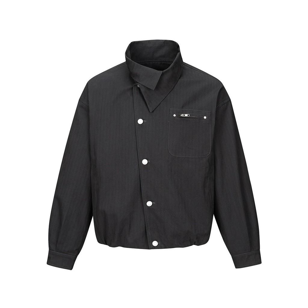CROWD CITY Men's Cotton Workwear Jacket, Niche Design & Slanted Placket for Spring/Autumn, Y669
