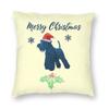 Christmas Schnauzer Dog Art Cushion Cover 40X40 Decoration Print Cartoon Puppy Throw Pillow For Sofa Two Side