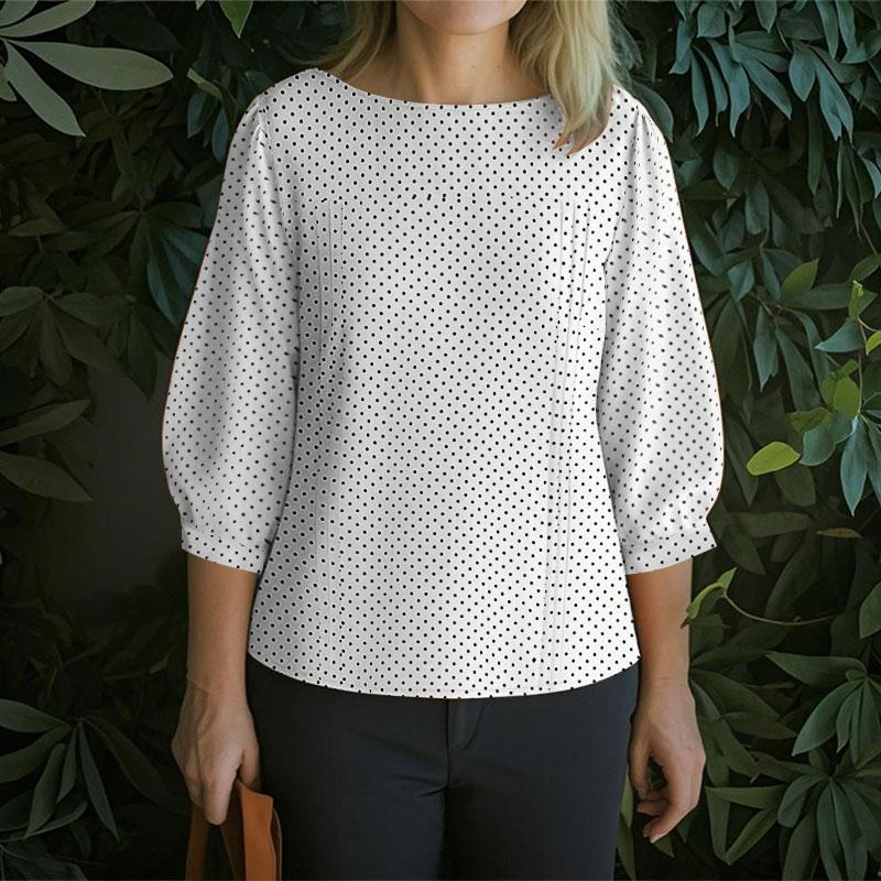 

ZANZEA Женская повседневная блузка с ретро-принтом в горошек и рукавом 3/4 M