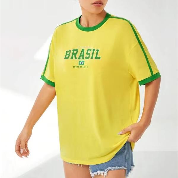Letnia Koszulka Damska Brazylski Nadruk Estetyczne Krótkie Topki Retro Streetwear Moda Krótki Rękaw Gotycki Harajuku T-shirt Szykowne Ubrania