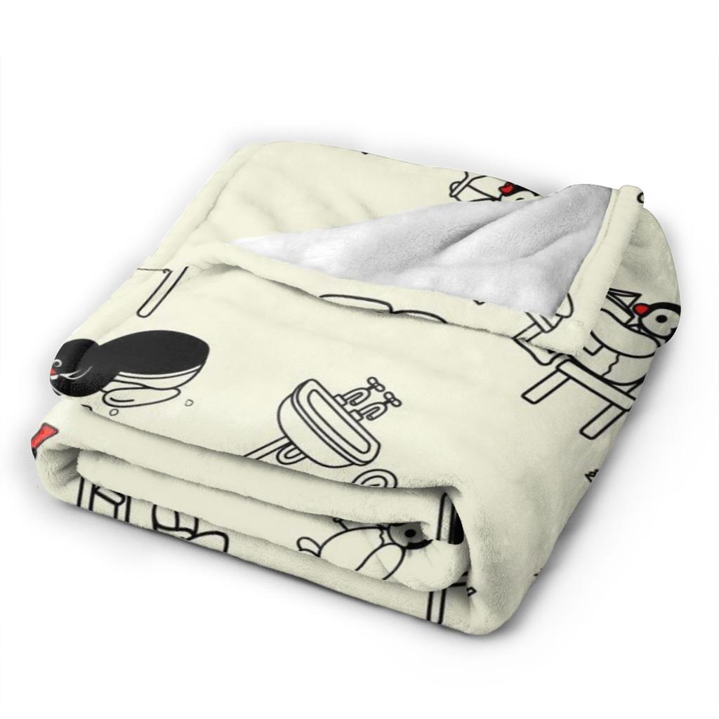 Noot Pingu Fleece Throw Blankets Penguin Cartoon Blankets for Bedding Couch Ultra-Soft Bedding Throws