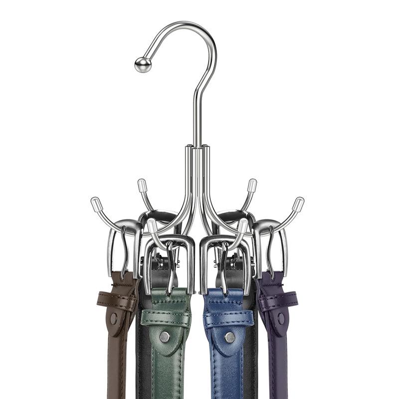 Multifunctional 6-Tier Pants Hanger with 8 Hooks & 10 Clips for Hats, Belts, and Underwear Storage