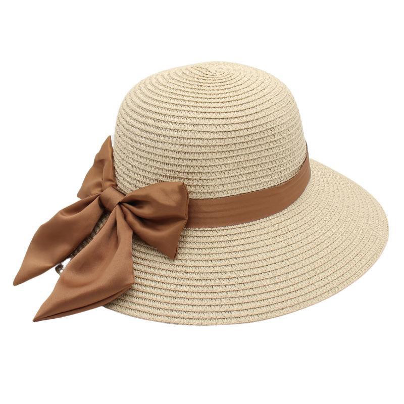 Bow Straw Hat Big Edge Visor Beach Hat Ribbon Straw Hat Mom Hat Ladies