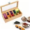 1pcs Wooden Tea Bag Storage Box 5 Compartments with Acrylic Window Desktop Flip-Top Tea Bags Organizer Chinese Tea Accessories