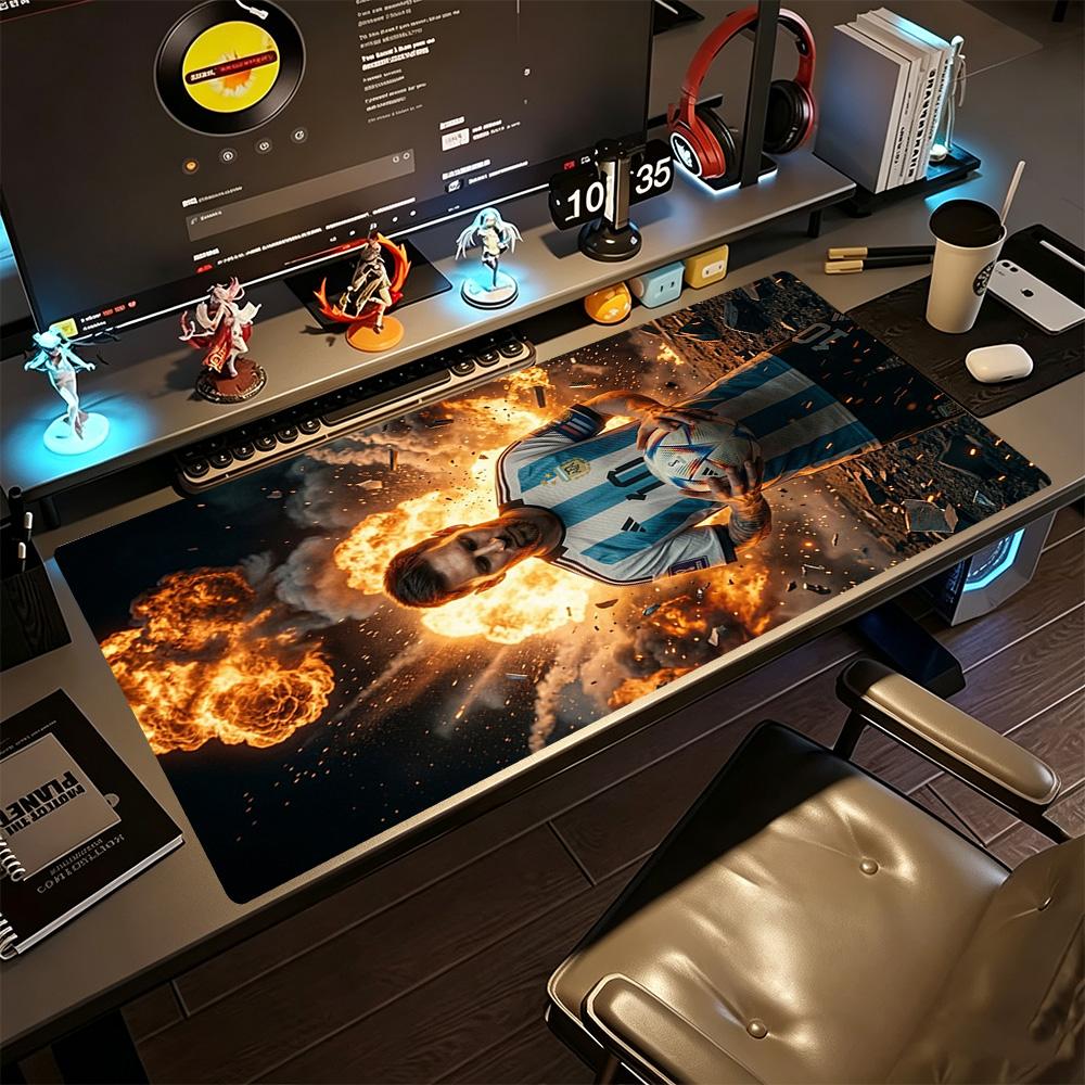Football Messi Large Mouse Pad Desk Mat Ultra-Long Desk Mat Non-Slip Rubber Base Office and Gaming Desk Decoration