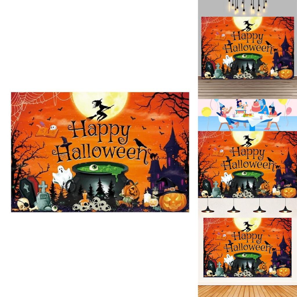 Other Brand Halloween Background Cloth Banner Witch Castle Halloween Party Decoration Background Cloth For Photography