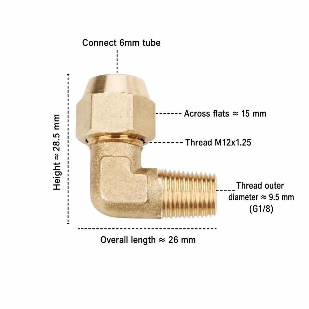 90 Degree Male Flare Fitting Male Thread Copper Tubing Easy Install Pipe Elbow  Hydraulic Line