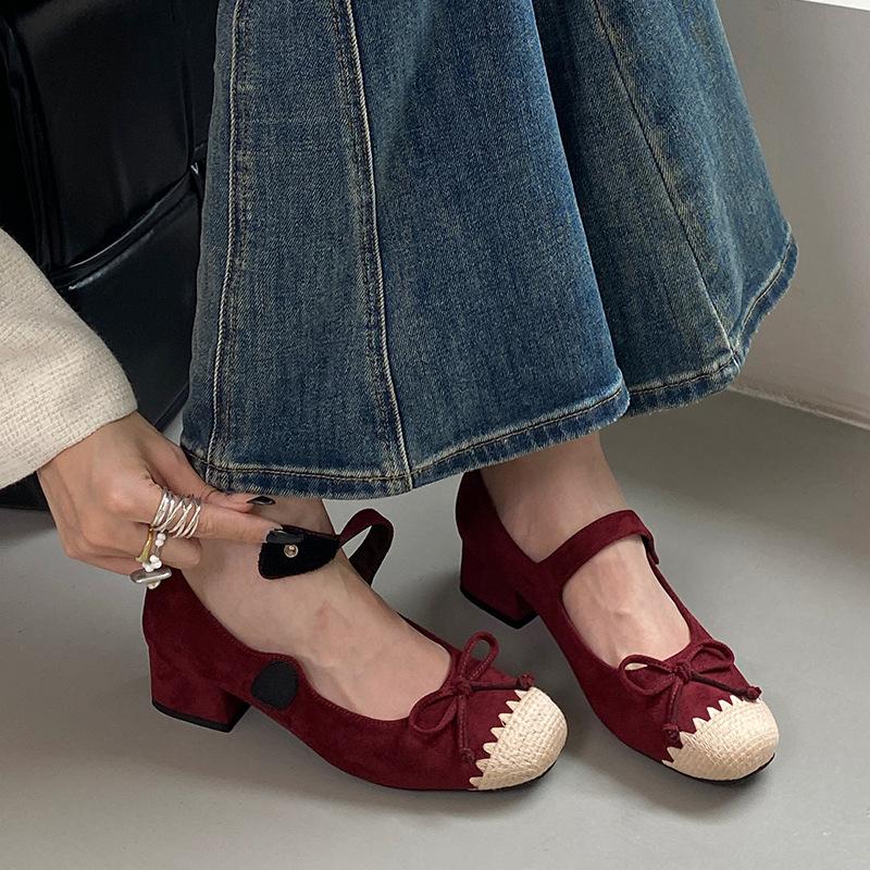 

Coarse heel single shoes women s shoes 2025 autumn new models with skirts women s shoes one-word strap high heels niche Mary Jane shoes 40
