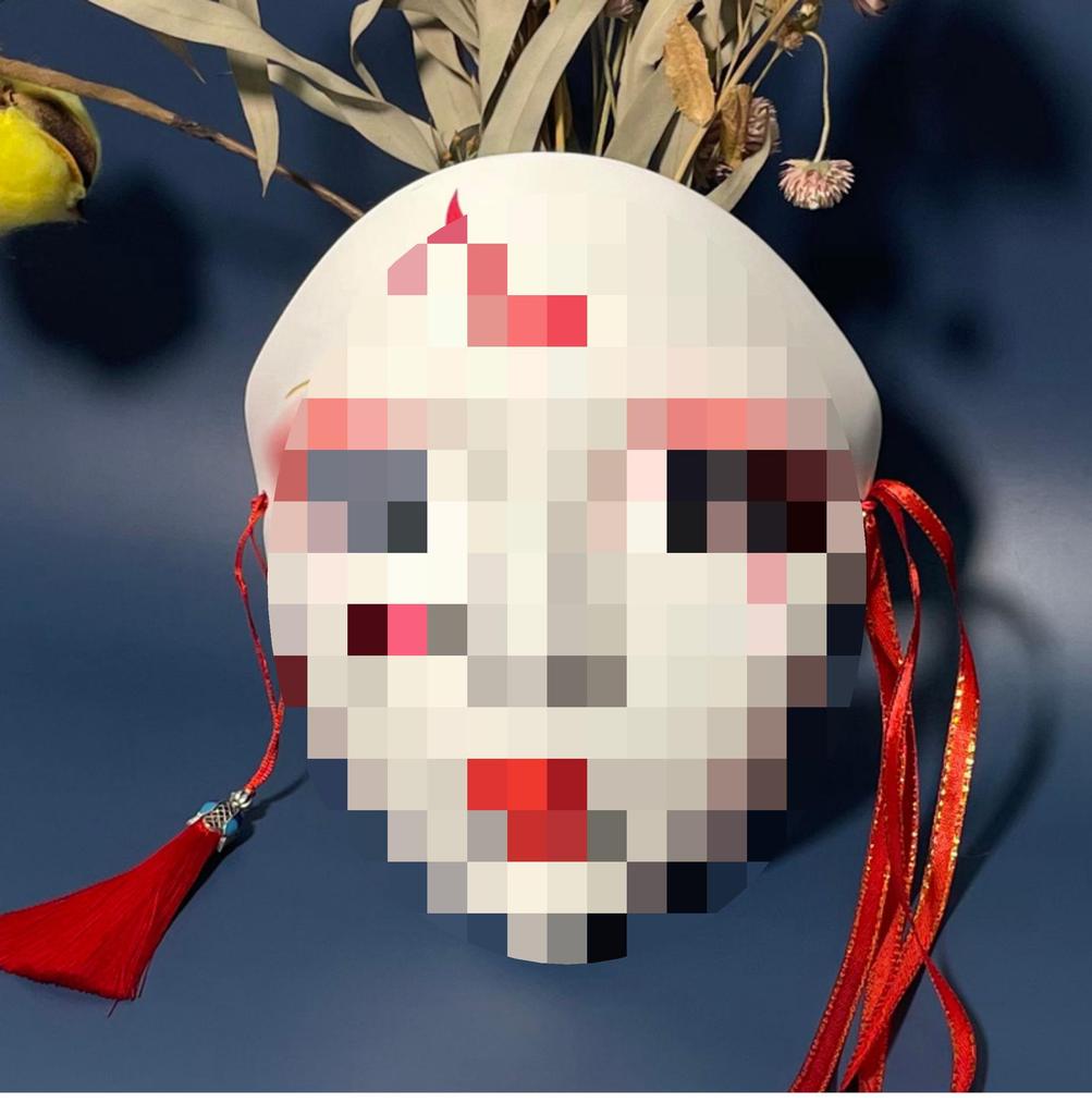 Maschera di Maschera Intera Dipinta a Mano in Stile Cinese per Donne - Accessorio per Festa Hanfu
