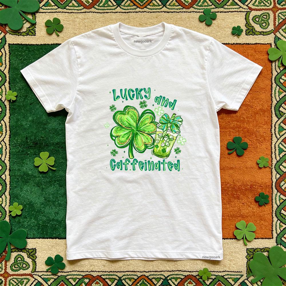 

Saint Patrick lucky Irish printed T shirt green Retro cotton Casual funny festival Unisex Adult Party tee S