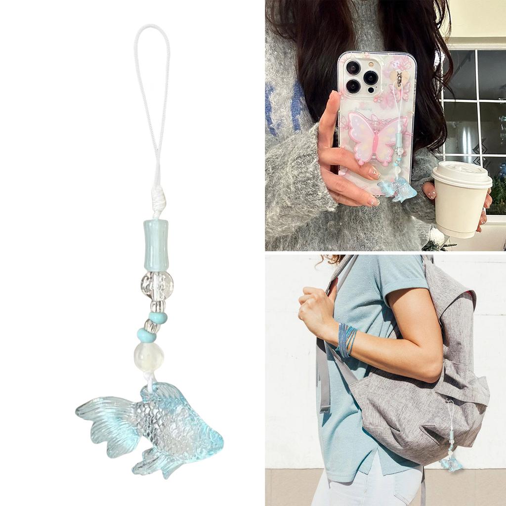 Ręcznie robiony koralikowy smycz do telefonu z unikalną zawieszką w kształcie złotej rybki Przenośny Wyjątkowe prezenty dla modnych kobiet do codziennego użytku