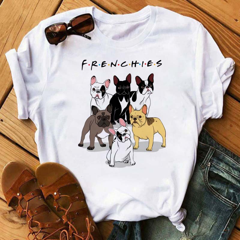 Cute French Bulldog T-shirt Animal Harajuku Print Pattern Shirt Fun French Bulldog Short Sleeves Animal Lover Tshirt dog mom Tee