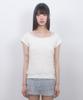 LMR Two-Way Lace Shirred Layered Short Sleeve T-Shirt Cream / Cream