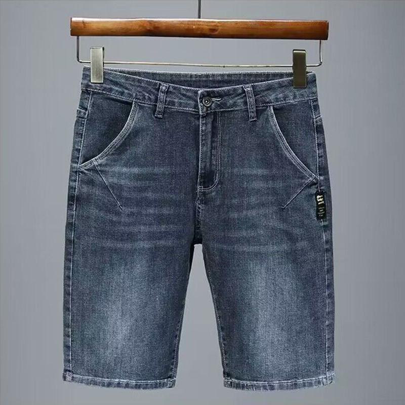 Men's Straight Casual Denim Shorts Simple Solid Color Slim Jeans Comfortable Breathable Short Pants Summer