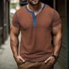 Men’s Short Sleeve Colorblock Waffle Henley Shirt