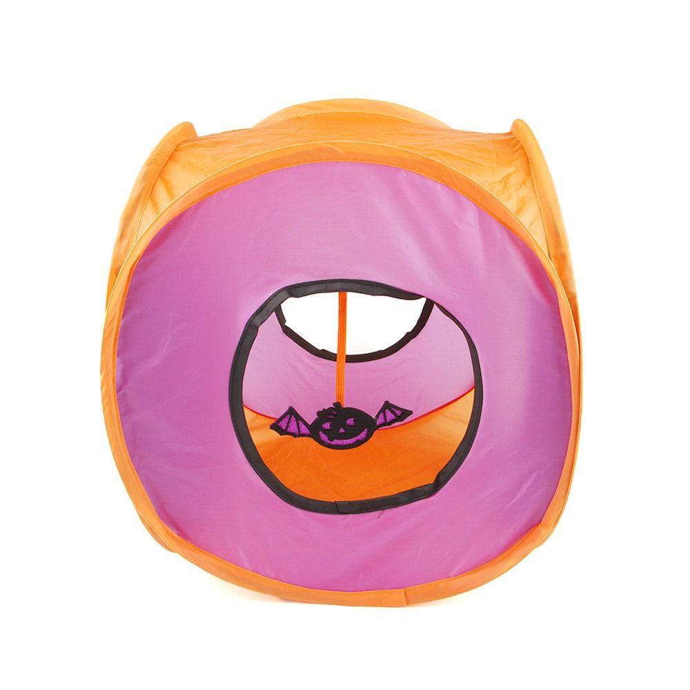 

Square Cat Play Chase Hide Toy Folding Cat Channel Cat Peek Hole Toy Pet Drill Bucket Halloween оранжевый