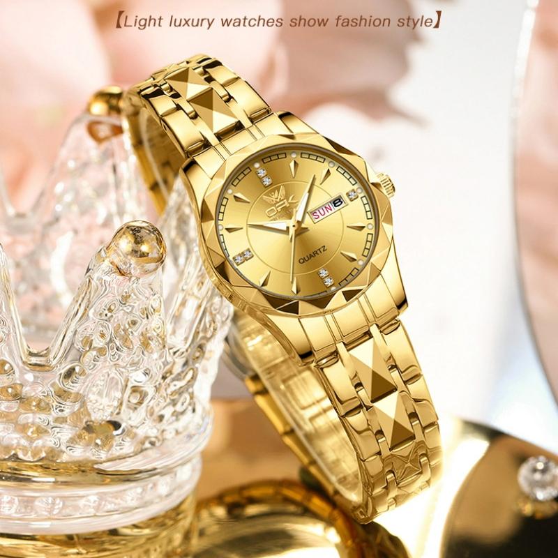OPK Damenuhren Luxusmode Damen Quarz Uhr Wasserdicht Leuchtend Datum Edelstahl Armbanduhr Freundin Geschenke