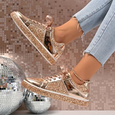 Adidași pentru Femei Pantofi Casual de Lux cu Paiete Pantofi Vulcanizați cu Șireturi Pantofi Sport din Piele la Modă Pantofi de Antrenament Tennis pentru Femei