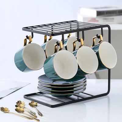 Sangqi Gold-Rimmed Coffee Cup and Saucer Set