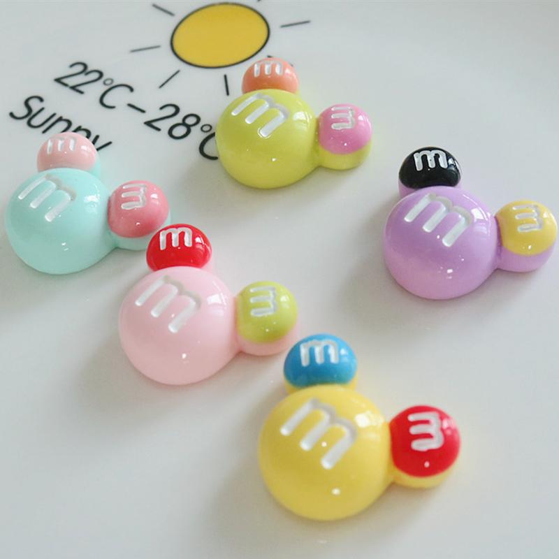 10 Pcs New Cute Bright Surface Cartoon M Beans Colour Candy Resin Scrapbook Diy Jewelry Children Party Hairpin Accessories A88