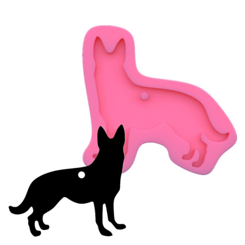 Shiny Dog Shaped Keychain Resin Mold DIY Crafts Pendant Silicone Mould Handmade Glossy Animal Puppy for Key Chain Decor