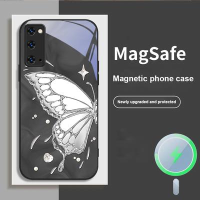 Butterfly of Ice Crystals For Samsung S25 S25 Edge S25Ultra S8 9 10 20 S21 Pro 22 Plus S23 FE S24 Ultra Magsafe Glass Phone Case