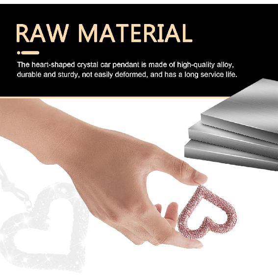 Bling Heart Car Hanging Accessories, Crystal Rhinestone Rearview Mirror Hanging Ornaments, Cute Diamond Rear View Mirror Charm Pendant Ornaments,