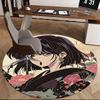 1pc Anime Design Round Carpet Floral Kimono Pattern Chair Mat for Office, Home Decor, Living Room, Bedroom