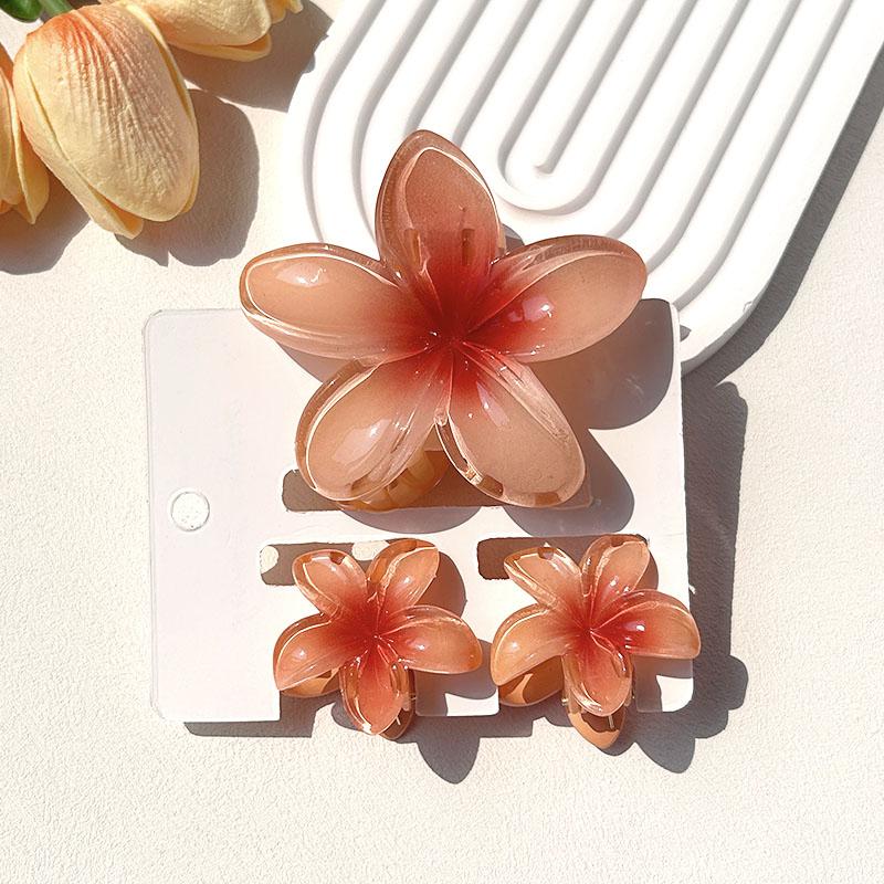 Juego de 3 pinzas para el pelo con diseño de cangrejo y flores hawaianas, con degradado de tiburón, para mujer, accesorios para el cabello, horquillas para niña.