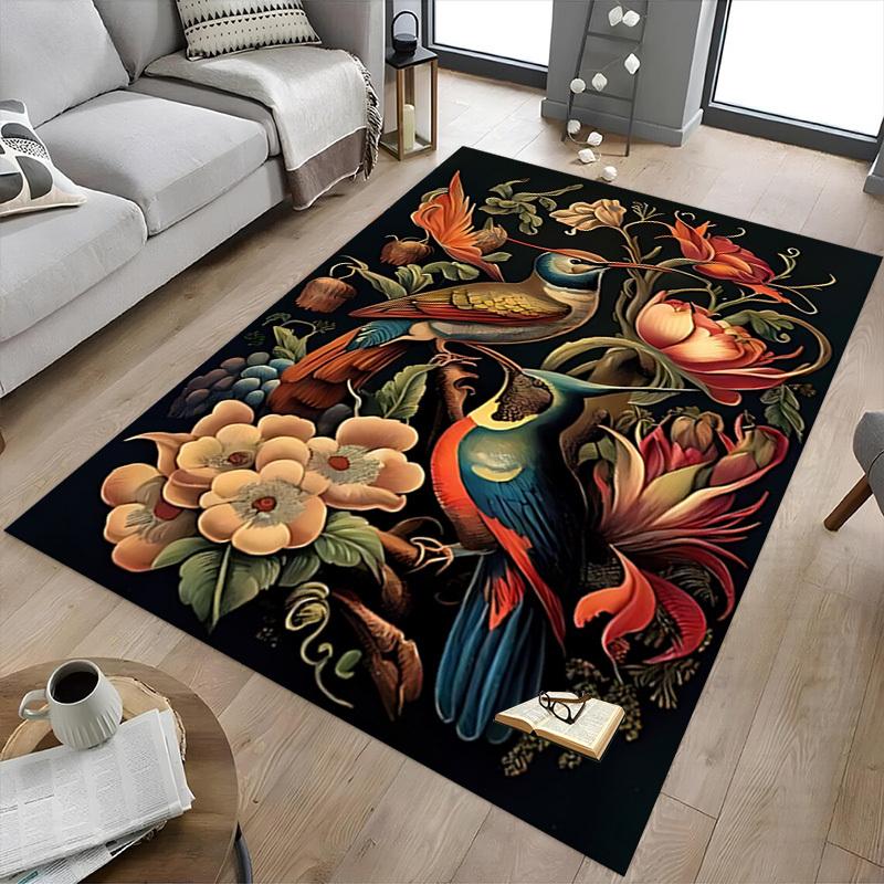 1pc bird flowers Carpet Anti Slip Polyester Floor Mat for office.Bedroom