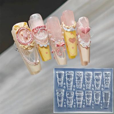 Fiocco Nastro Stampo in Silicone per Unghie Fiori Decorazioni Unghie Design Fai da Te Stampaggio Stereoscopico Strumenti Manicure