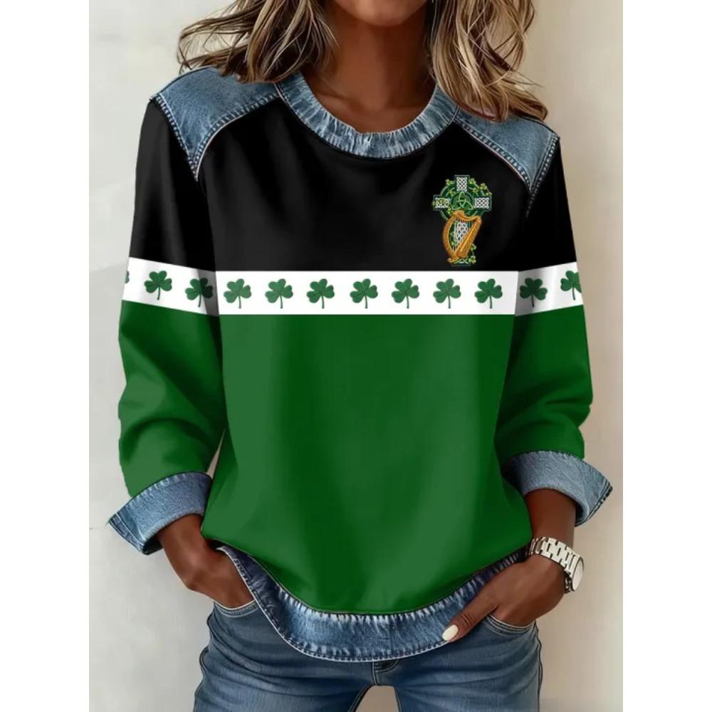 Autumn Fashionable Comfortable Casual Versatile Loose Women's Multi Color Printed Round Neck Long Sleeved T-Shirts