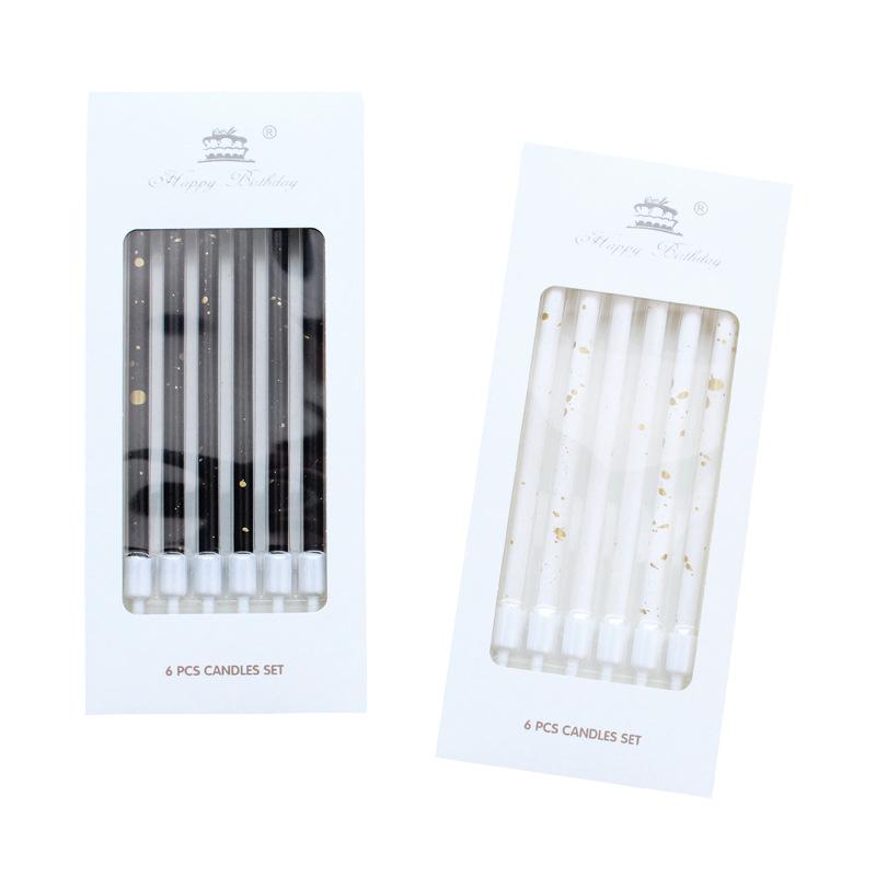 New Black and White Gold Dot A8 Straight Pole Pencil Candle Birthday Party Party Long Pole Box Baking Candle