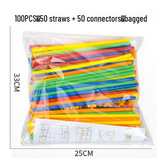 Children's 4D Interlocking Straw Building Blocks for Kindergarten Assembly