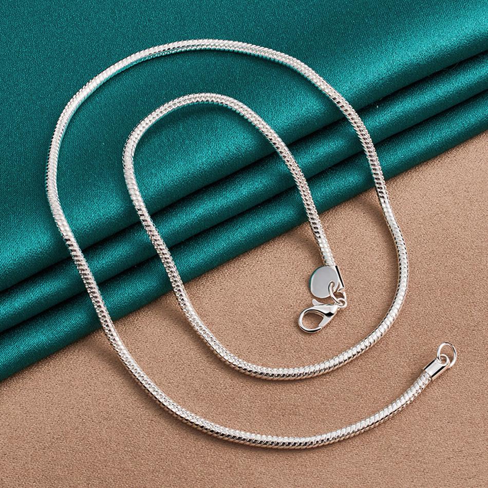 

URMYLADY S925 стерлингового серебра 3 мм цепочка в виде змеи 16/18/20/22/24/26/28/30 дюймов ожерелье для мужчин и женщин вечерние свадебные модные украшения 50cm