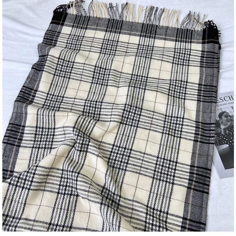 Luxury Plaid Designer Winter Women Scarf Thick Warm Tassels Shawls Pashmina Neckerchief Cashmere Lady Outdoor