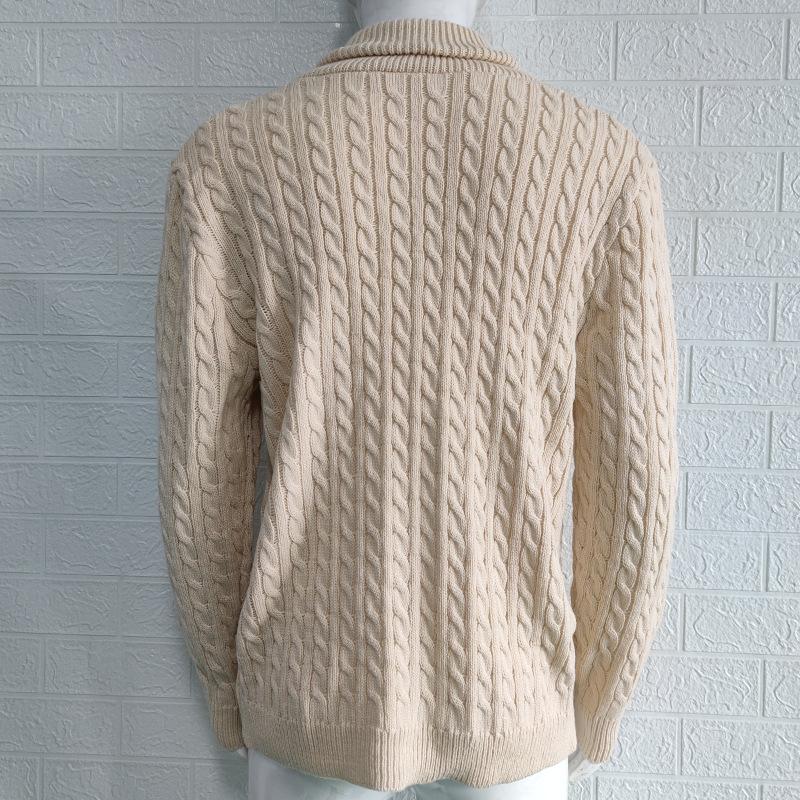 2025 Winter Solid Color Collared Long Sleeve Sweater Jacket