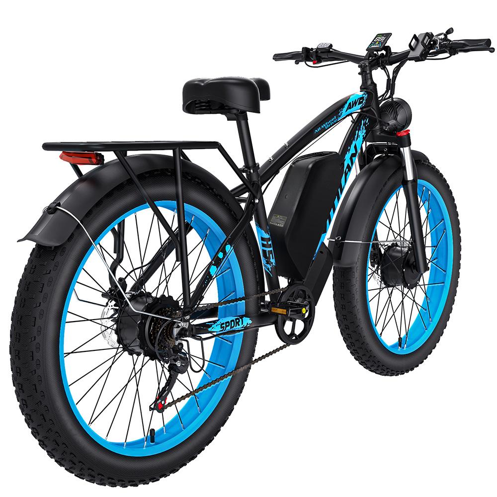 Elektrofahrrad für Erwachsene Vitilan H5 1000W x2 Motor LCD-Display 52V 25AH Shimano 7-Gang All-Terrain E-Bike Maximale Zuladung 150kg Blau