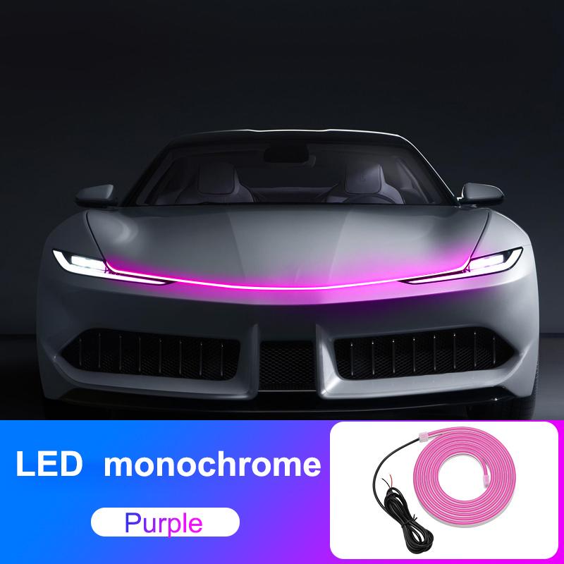 

Светодиодные дневные ходовые огни, универсальные автомобильные декоративные фары на переднем капоте, DRL с запуском сканирования, динамический поток, полоса для автомобильных фар 150cm фиолетовый