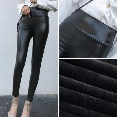 Leather Pants Thickened Large Size High Waist PU Leather Leggings Plus Velvet High Waist Warm Trousers S~3XL