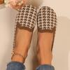Women Flats 2024 New Round Toe Flat Shoes for Women Plus Size Shallow Sneakers Women Knitting Plaid Print Walking Loafers Shoes