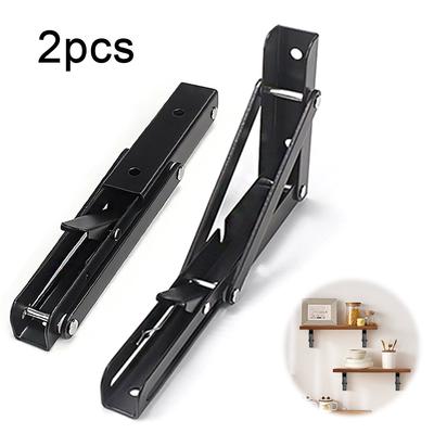 2Pcs Collapsible Shelf Bracket Max Load 90kg/198lb Floating Shelf Brackets Heavy Duty Workbench Support for DIY Home Table Bench