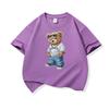 Hip Hop Style Bear With Sunglasses Graphic Tee Kids Pure Cotton Crew Neck T Shirt Short Sleeve Muticolor Tops Boys Girls Child