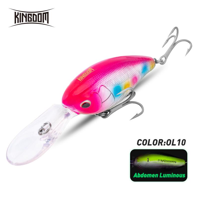 

KINGDOM Kingpro OC-62 Big Crankbait Искусственные твердые приманки 62 мм 21,8 г Тонущие плавающие приманки для троллинга для морской рыбалки 21.8g