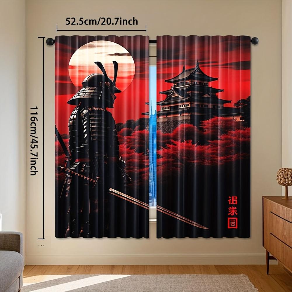 Artistic Elegant Anime Samurai Curtains Decor Bedroom Living Room Sheer Set Of 2 Made Polyester Area