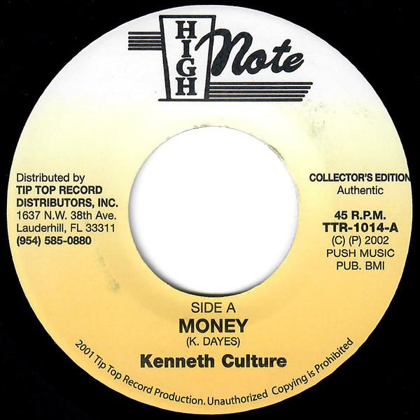 

7inch Record KENNETH CULTURE Money TTR1014 High Note 2002 US Reggae Ska Dub Used