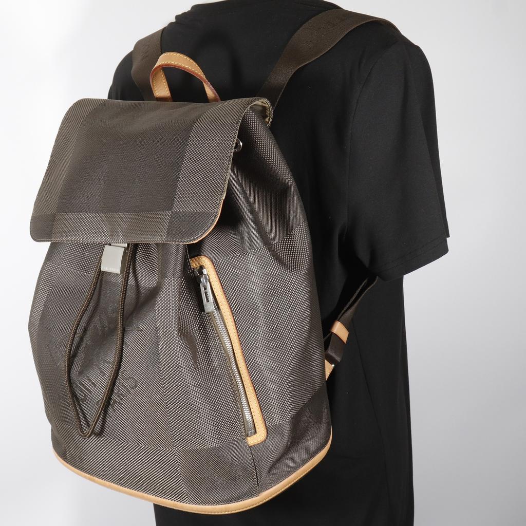 Louis Vuitton Pionie Backpack Daypack M93055 Tail Brown Damier Jean Canvas Mens Used