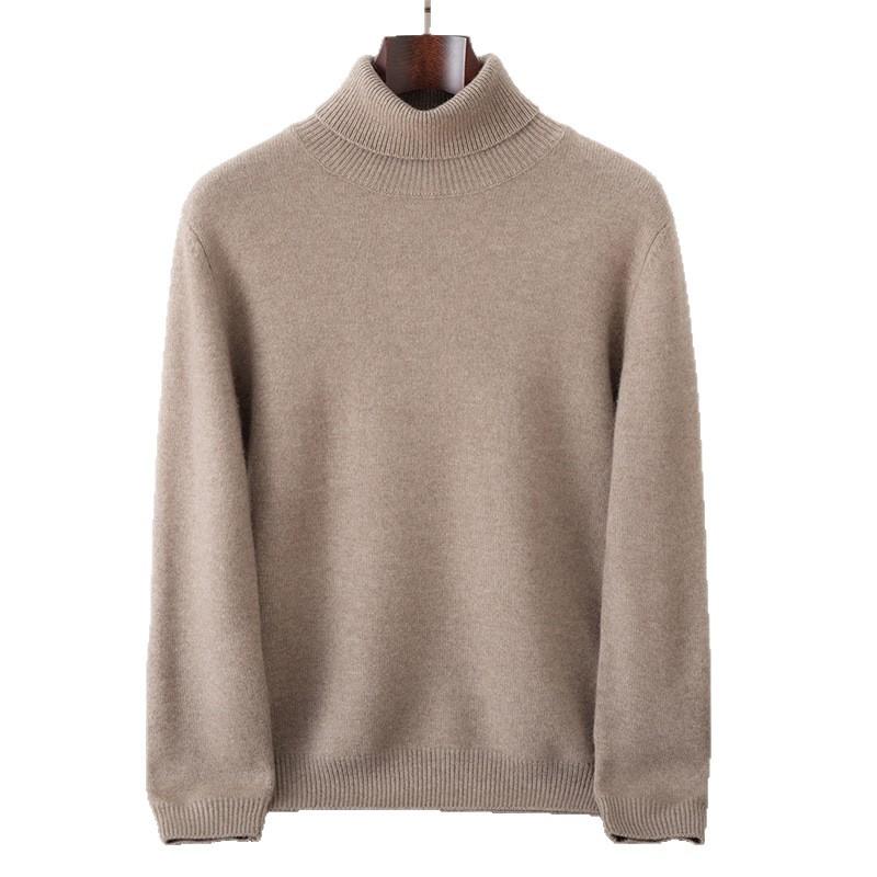 Double strand thickened high lapel cashmere sweater solid color pullover knitting